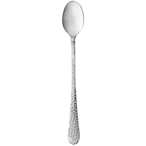 A silver Reserve by Libbey Tessellate stainless steel iced tea spoon with a handle.