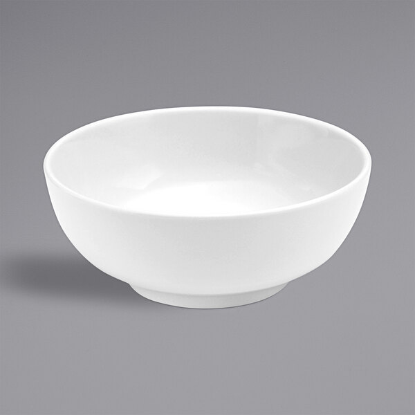 A Oneida Neo Classic cream white porcelain cereal bowl on a white surface.