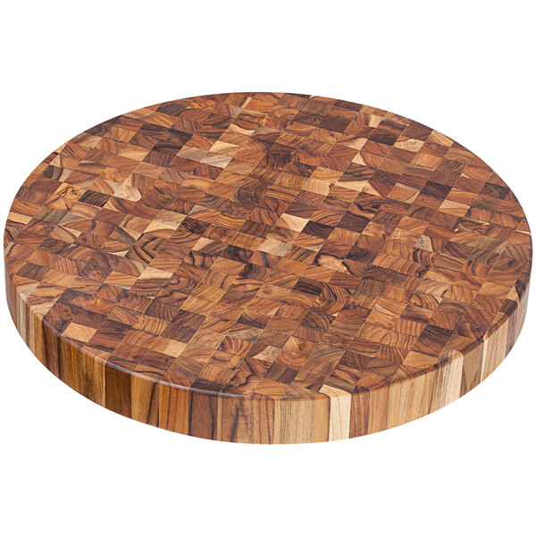 Teakhaus Butcher Block 18" End Grain Teakwood Round Cutting / Serving