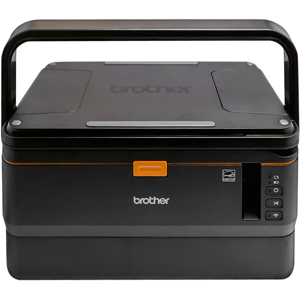 A black rectangular Brother P-Touch Edge labeling system with a handle.