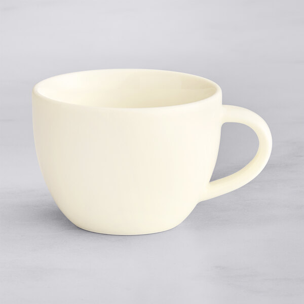 A white Oneida Verge espresso cup with a handle.