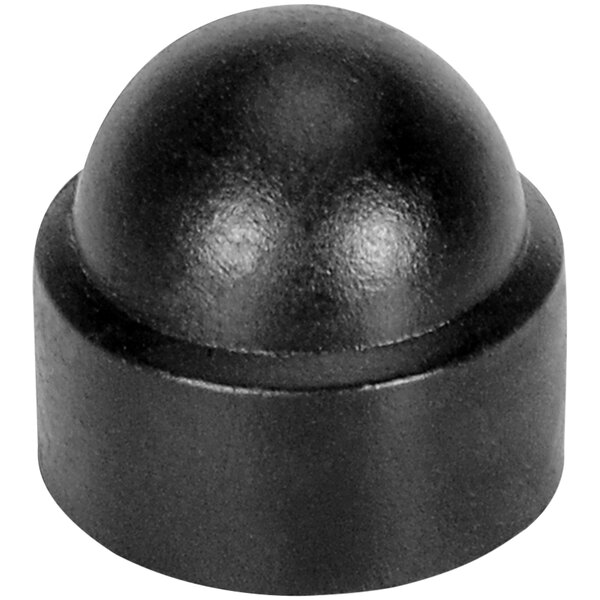A black round plastic cap with a round shape.