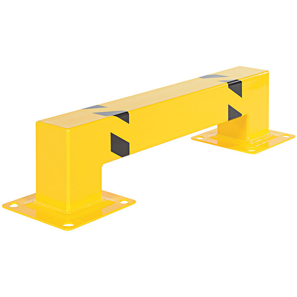 A yellow metal beam with black tape.