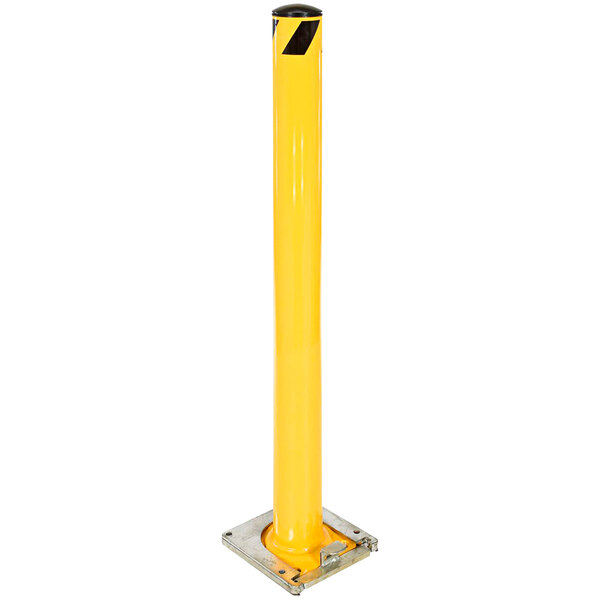 A yellow steel cylinder with a metal frame.