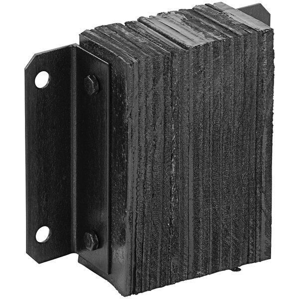 A black rectangular rubber object with two holes.
