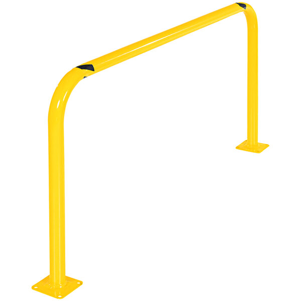 A yellow metal bar with black accents on a white background.