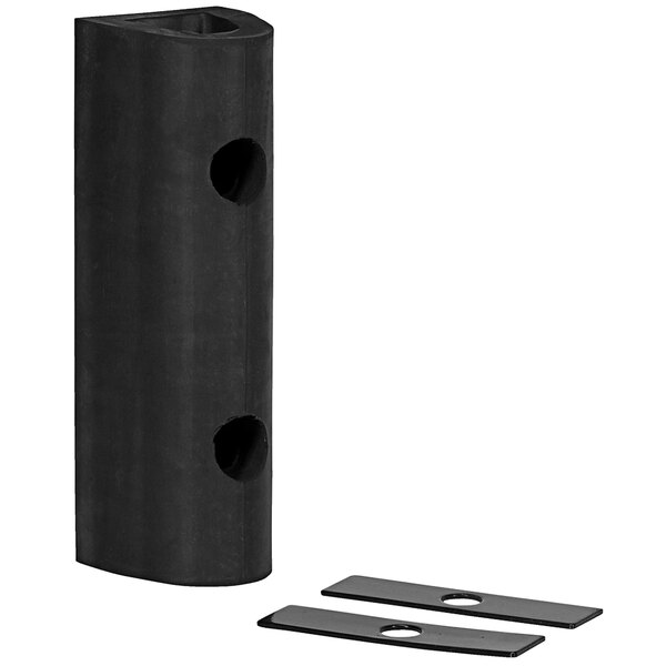 A black rectangle rubber fender with 2 holes.