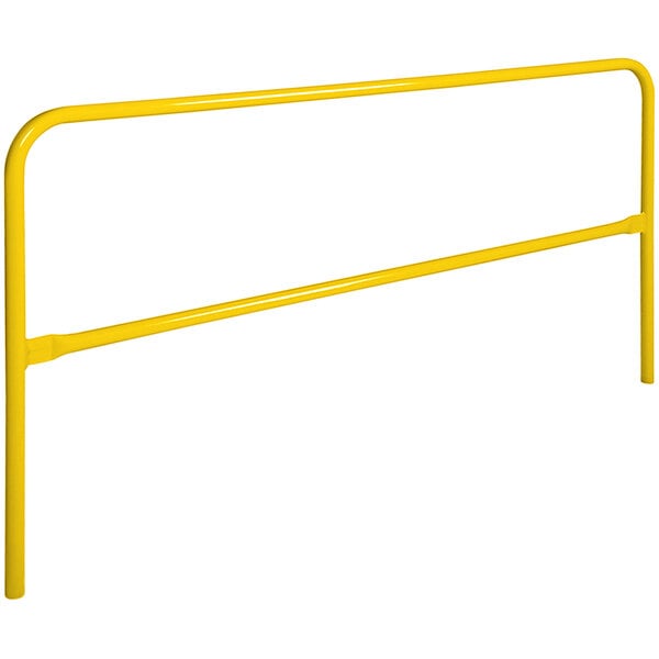 A yellow metal Vestil safety railing.