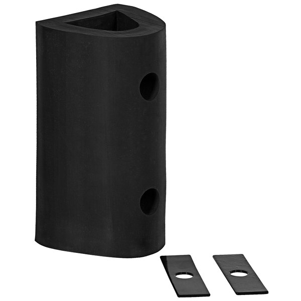 A pair of black rectangular rubber fender bumpers with holes.