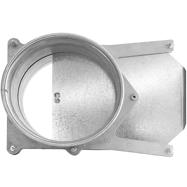 A Nordfab Quick-Fit 6" 22 gauge metal blast gate with a circular hole.