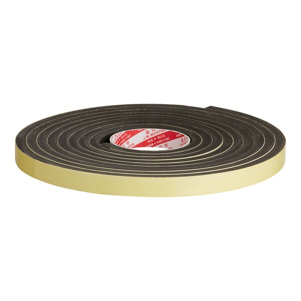 A roll of black and white gasket tape with yellow adhesive.
