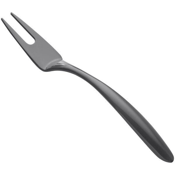 A Bon Chef gunmetal gray melamine serving fork with a long handle.