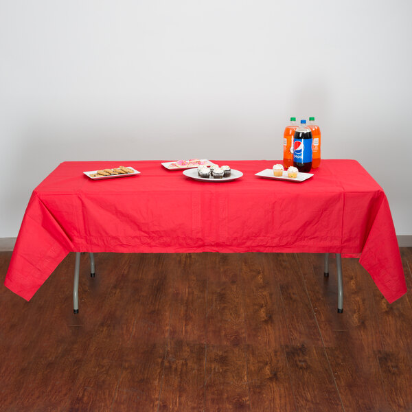 Hoffmaster 220611 54" x 108" Cellutex Red Tissue / Poly Paper Table