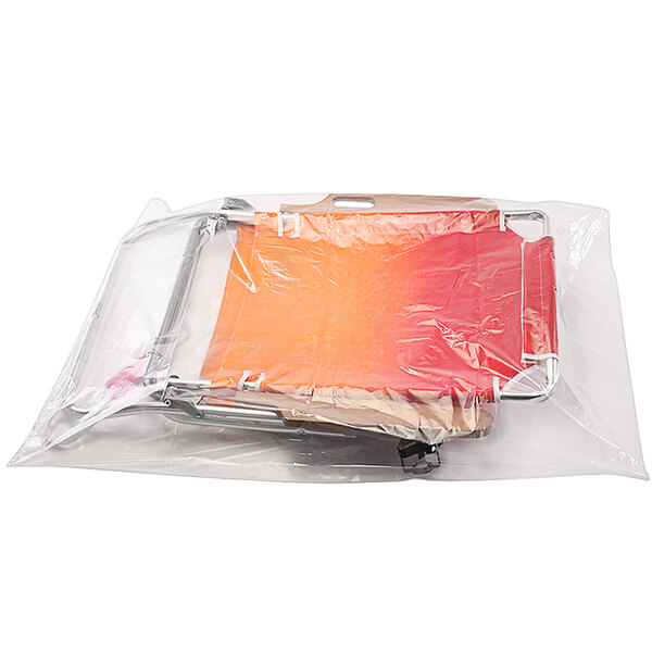 A Lavex clear plastic poly bag on a white background.