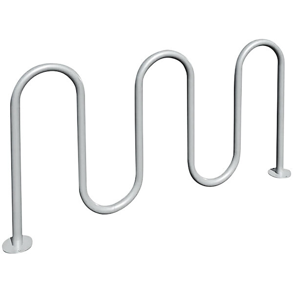 A white metal Wausau Tile surface mount bike rack with five loops.