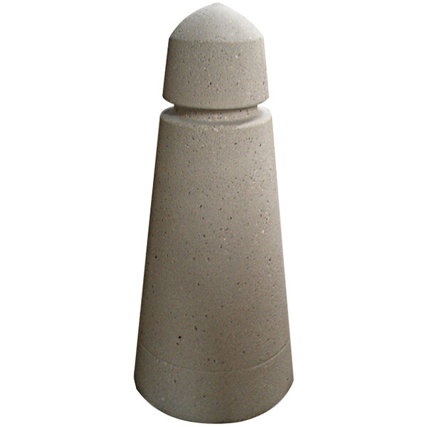 A grey stone cone with a white reveal line.
