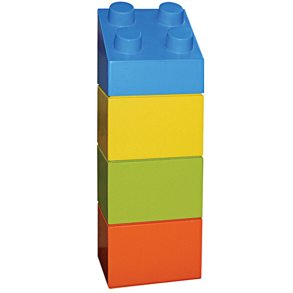 A stack of colorful building blocks.