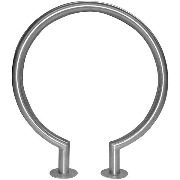 A silver circle of metal with two metal rings inside it.