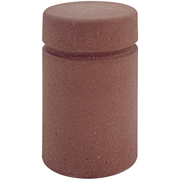 A brown cylinder with a round top.