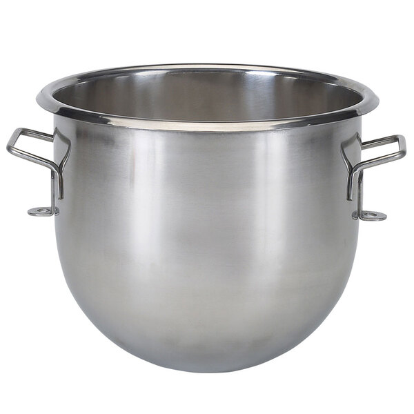 A Globe stainless steel mixing bowl with two handles.
