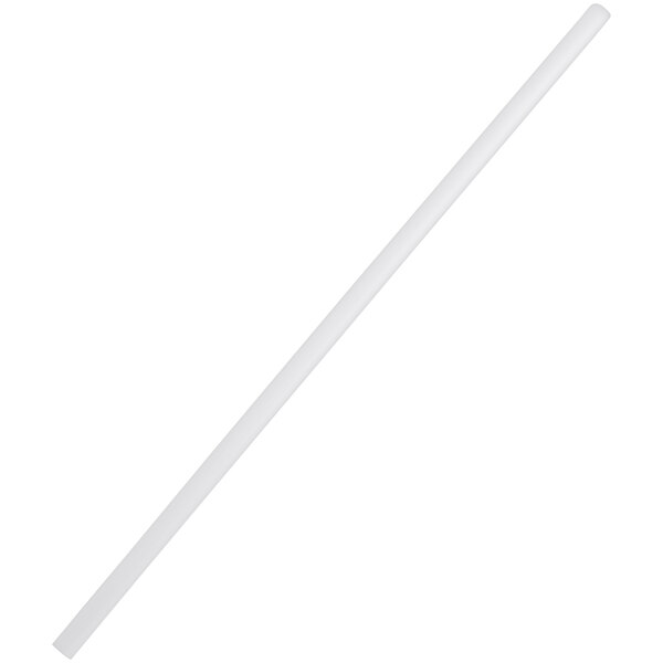 A white unwrapped OMAO plastic straw.