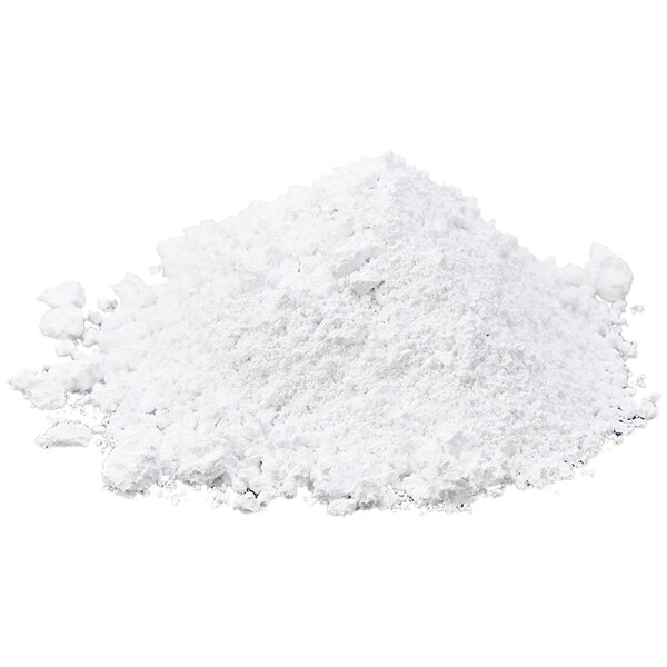 A pile of Five Star Chemicals calcium carbonate white powder.