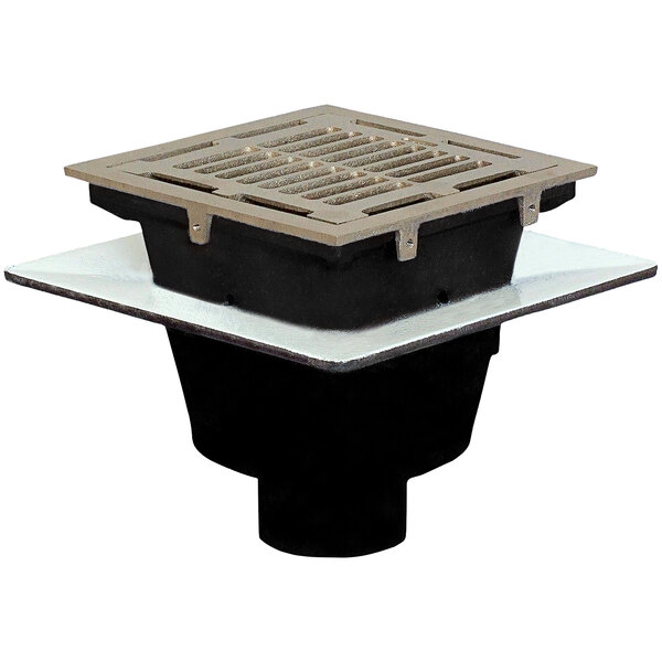 Josam 49304NBZ3 8" Square Cast Iron Floor Sink with Nickel Bronze 1/