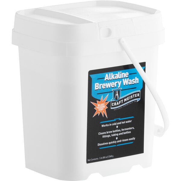 A white National Chemicals Inc. Craft Meister brewery wash bucket.