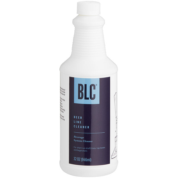 A white bottle of National Chemicals Inc. BLC Beverage Line System Cleaner with a blue label.