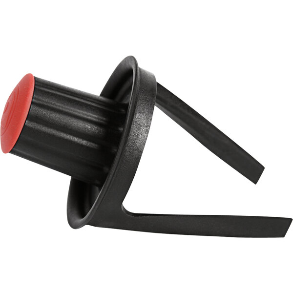 A black plastic Twister Jar lid with a red cap.