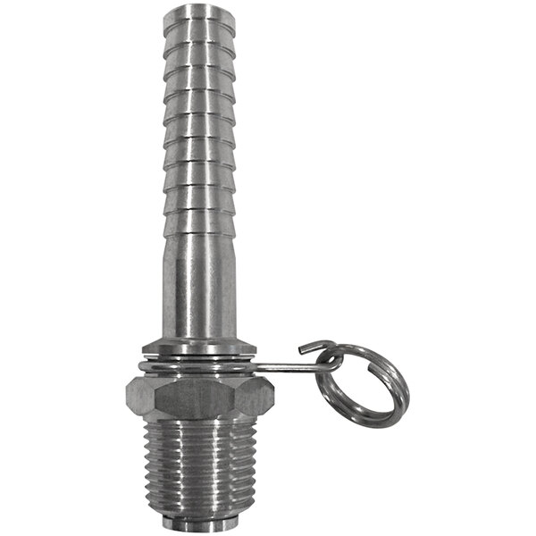A Sani-Lav stainless steel swivel hose adapter with threaded connections.