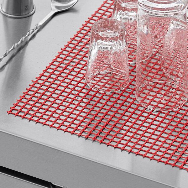Choice 2' x 40' Red Plastic Mesh Shelf Liner