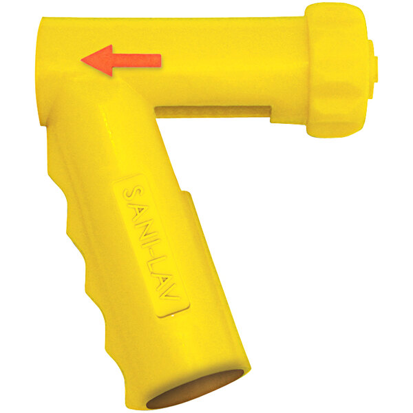 A yellow rubber cover with a red arrow pointing to the right.
