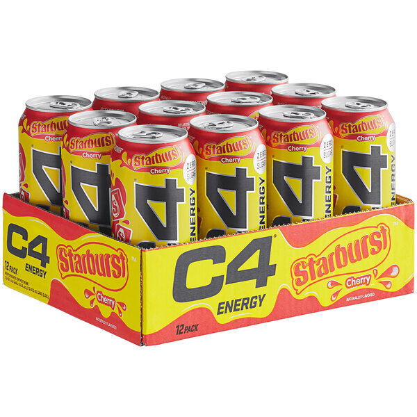 C4 Energy Cherry Starburst Energy Drink 16 fl. oz. Can 12/Case