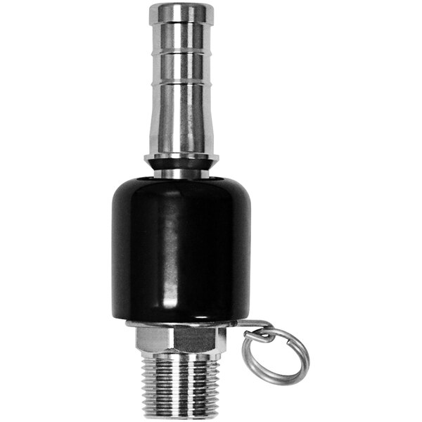 A Sani-Lav stainless steel swivel ball adapter with metal connections.