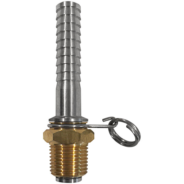 A brass and stainless steel Sani-Lav hose adapter with threaded connections.