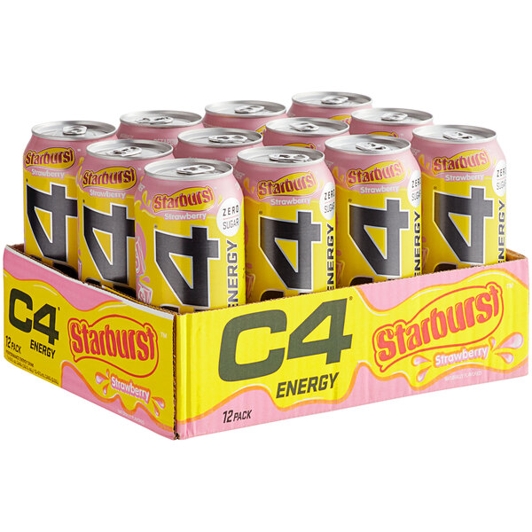 C4 Energy Strawberry Starburst Energy Drink 16 fl. oz. Can 12/Case