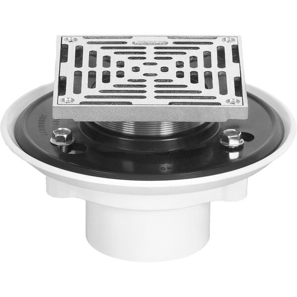 Josam FD-303J-S-5S 5" Square Adjustable PVC Floor Drain with Nikaloy Strainer and 3" Outlet
