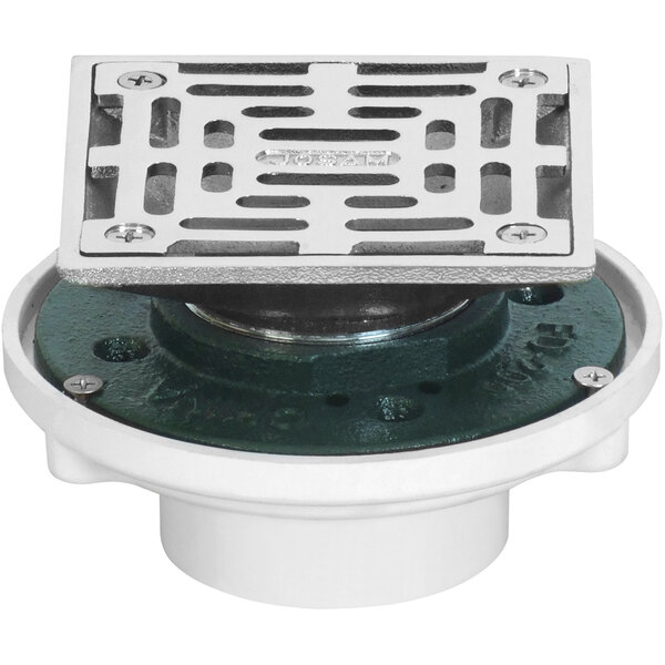 Josam FD2134CPSQ 4" Square Adjustable PVC Floor Drain with Chrome