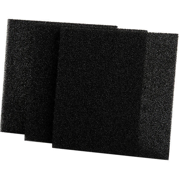 A stack of three black sponge pads.