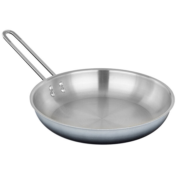 A Bon Chef stainless steel frying pan with a handle.