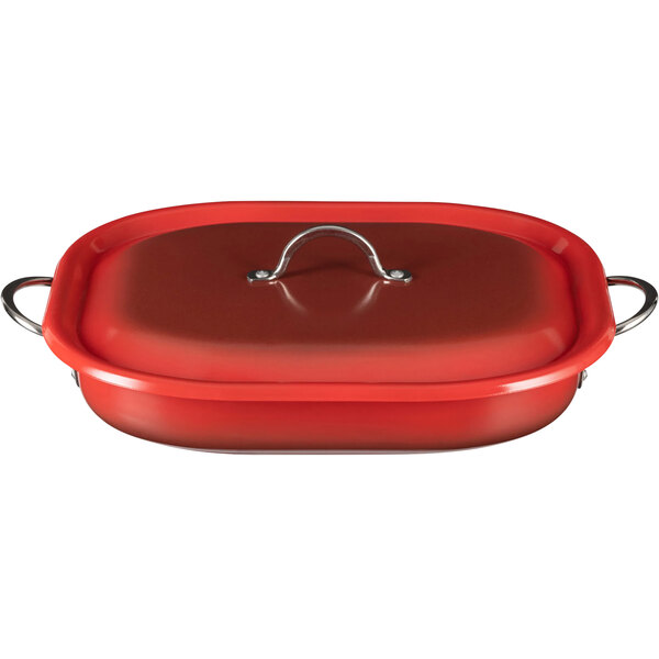 Bon Chef Country French X 5 Qt. Ombre Crimson Red Roasting Pan with