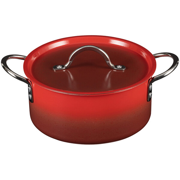 Bon Chef Country French X 3.3 Qt. Ombre Crimson Red Sauce Pot with