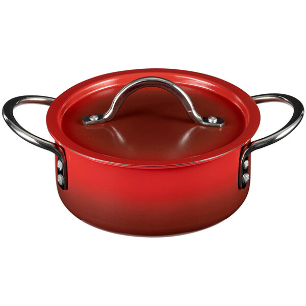 Bon Chef Country French X 54 oz. Ombre Crimson Red Sauce Pot with Cover