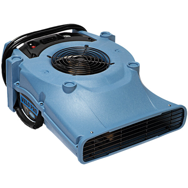 A blue Dri-Eaz Velo Pro air blower machine.