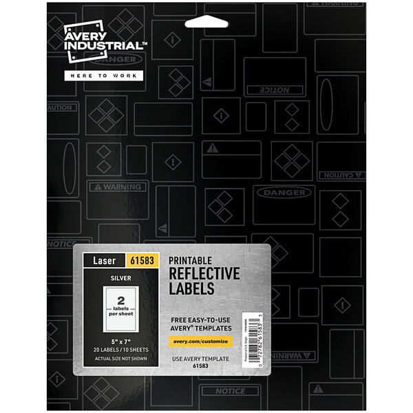 A package of 20 Avery Reflective Silver Rectangle Labels.