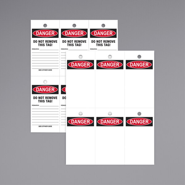 Avery® UltraDuty 5 1/2" x 2 13/16" "Danger" White Lockout / Tagout ...