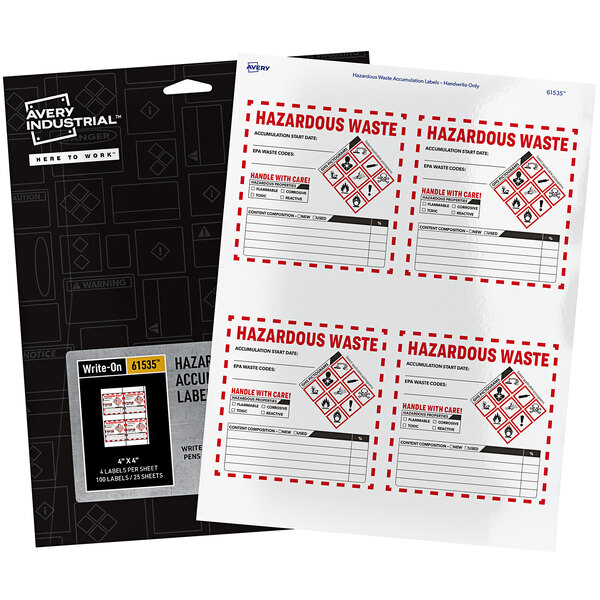 Avery 4" x 4" Hazardous Waste Labels (PrePrinted)