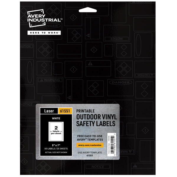 Avery® 5 x 7 White Rectangle UV-Resistant Printable Permanent Vinyl  Labels 61551 - 50/Pack