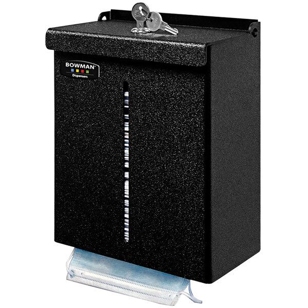 BOWMAN Dispensers Black ABS Plastic Locking Face Mask Dispenser FM4040220